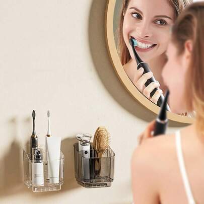 3-Slot Detachable Electric Toothbrush Holder, Wall-Mounted With Partition, Removable Toothbrush And Toothpaste Storage Rack, Suitable For Bathroom/Kitchen/Office