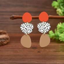 1 Đôi bông tai acrylic họa tiết da báo màu cam dành cho thiếu nữ - Nhiều màu - Xem 4