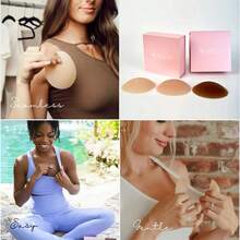 2 Pairs Of Body Cake Grip Non-Stick Seamless Covers, Reusable Self-Adhesive Silicone Stickers, Women's Non-Adhesive Nipple Covers [Two Pairs In A Box, Total Four Items] - da - Xem 2