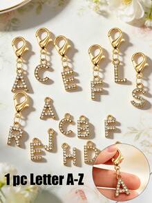 A-Z Keychain – Gold Diamond Metal Letter Keychain With Lobster Clasp | Exquisite Elegant Initial Keychain Bag Charm Purse Accessory Car Key Ring - Multicolor - View 3