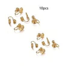 10pcs Stainless Steel Mosquito Coil Ear Clips Converter, Painless Invisible Earrings, DIY No Piercing U-Shaped Earrings - Multicolor - View 10