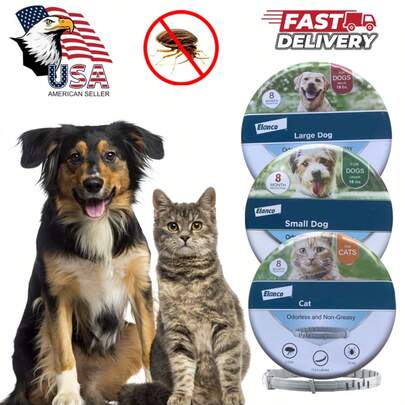 SEREST0® Flea & Tick Collar Prevention & Control For Large Dogs, Small Dogs & Cats – 8 Months Supply Each, Waterproof & Odorless, Long Lasting
