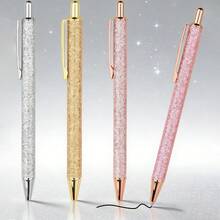 1pc Shiny Metal Retractable Ballpoint Pen, Creative Smooth Writing Pen, Quality Stationery For Students, Office And Daily Use - A - View 1
