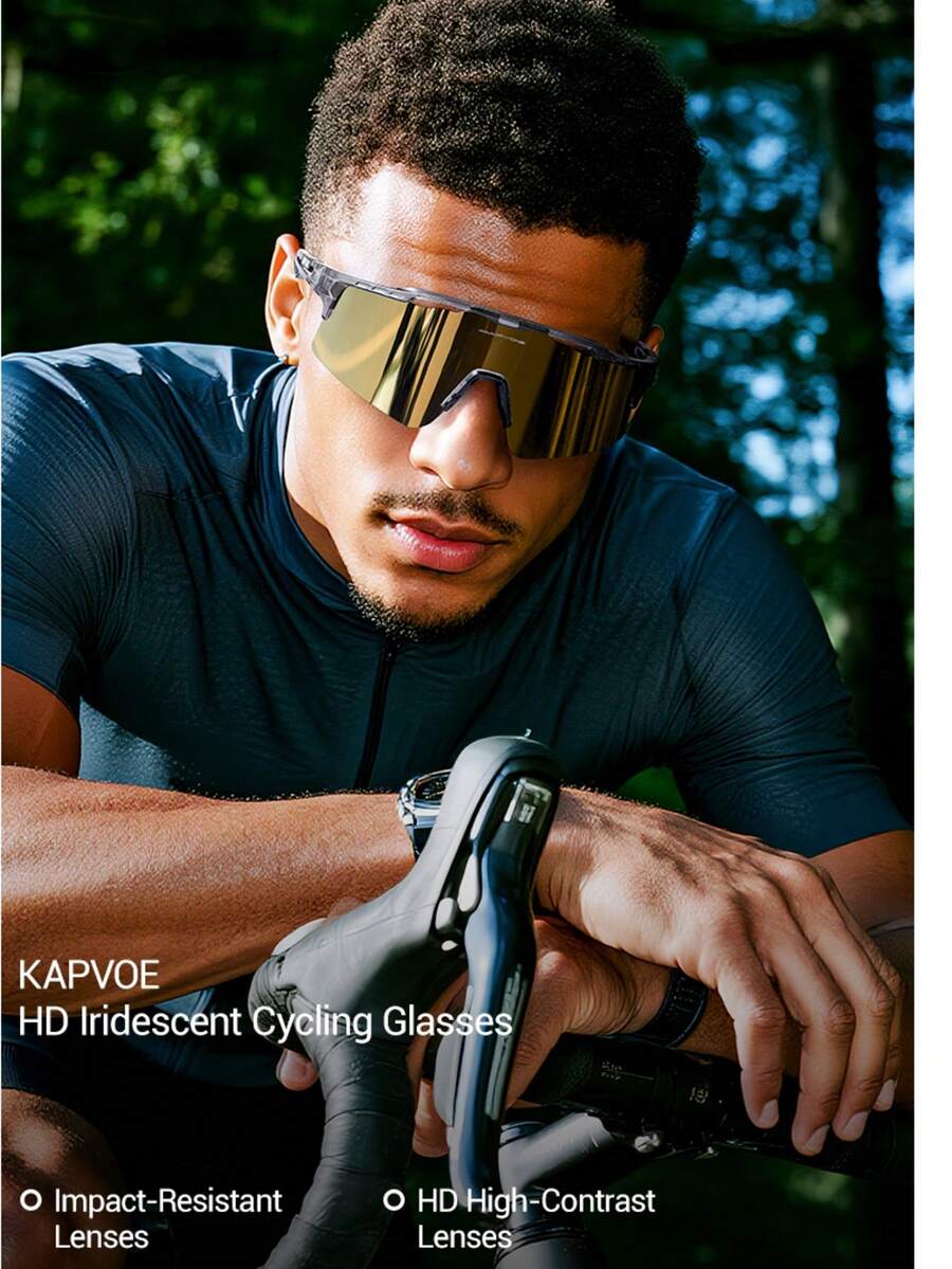 Kapvoe Half-Frame Fashion Sports Eyeglasses, Suitable For Outdoor, Travel, Driving And Daily Life. Windproof Sports Goggles, Suitable For Hiking, Running, Driving, Cycling And Fishing. Sports Style, Suitable For Beach, Unisex. - Multicolor - View 1