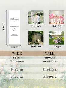 Customized Wedding Banner - Personalized With Bride & Groom Names/Date/Text - Elegant German-Style Welcome Fabric Banner For Indoor/Outdoor Use - Multicolor - View 3