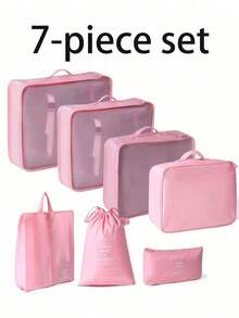 1/7pcs Travel Organizer Bags, Large Capacity Luggage Packing Cubes, Clothes Storage Bags, Cosmetic Bags, Multi-Function Makeup Brush Holder, Suitcase Password Box, Bathroom Storage Bags, Suitable For Autumn/Winter - View 12