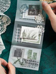 1set/6pcs Retro Bill Style Decorative Stickers, Vintage Plant Stamp Bill Sticker Set, Suitable For Student Craft Enthusiasts, Planner Making, Daily Decoration, Applicable To Back To School Season, Mother's Day Greeting Card Decoration, Holiday Party Craft Making Scrapbook Supplies Scrapbooking - A - View 3