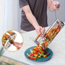 两件套烧烤套装，含手柄、不锈钢烧烤桶、圆柱形烧烤架、烧烤篮，以及木柄和挂钩，是露营、野餐、户外烧烤的必备工具。 - 多色 - 查看 7