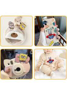 SpongeBob SquarePants 2片/4片装自粘卡通刺绣布贴，背面带3M胶，也可缝制以增加耐用性。图案包括章鱼哥、珊迪和小蜗。创意动漫徽章布贴、超级明星蜗牛刺绣布贴。 - A - 查看 3