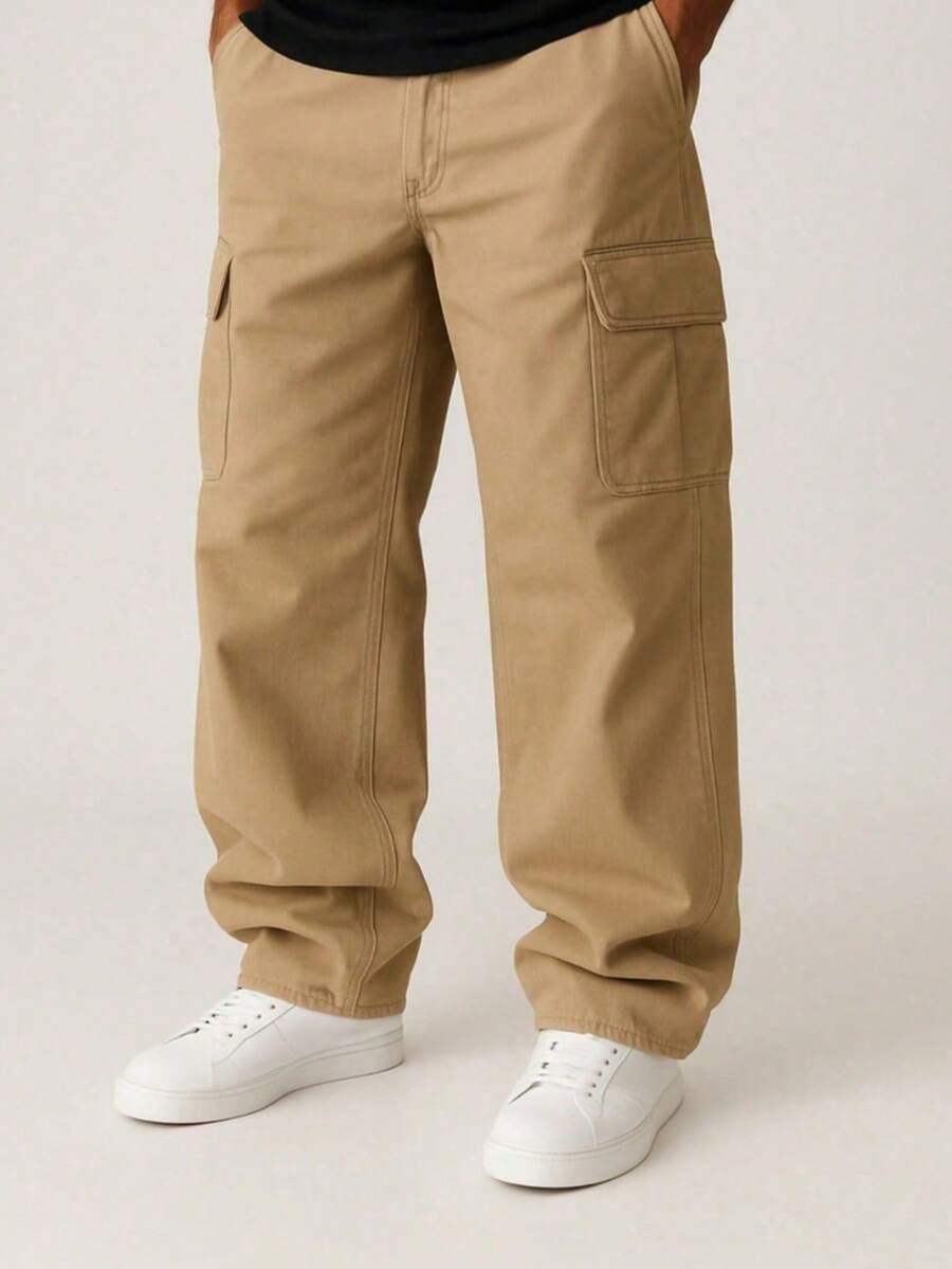 Men's 6-Pocket Cargo Pants Skate Premium Streetwear Modern - Màu be - Xem 1