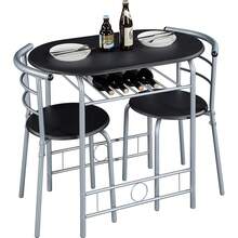 3 Piece Modern Dining Table Set, Kitchen Table And Chairs Set 2, Space Saving Table Set, Breakfast Nook Table Set With Steel And Storage Rack Kitchen/Small Space - Black - View 10