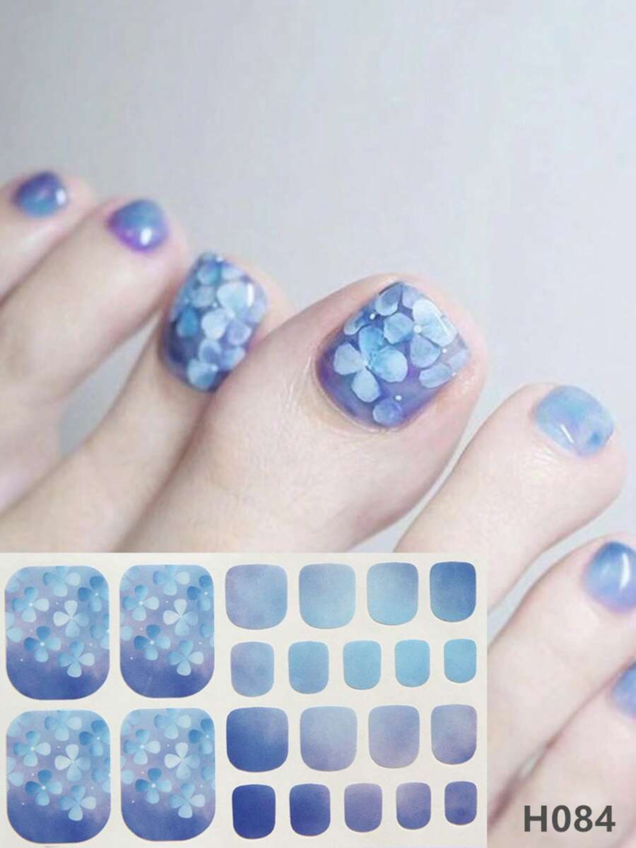 Nail Art Toe Stickers, Assorted Designs Including Glitter, Cartoon Hearts, Geometric Patterns, Solid Colors, Versatile Mixed Styles, Easy Application With Scraper - Multicolor - View 1