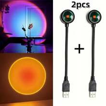 Wavy USB Sunset Lamp, Adjustable Color Gooseneck Atmosphere Light, Plug-And-Play USB Mood Light, Portable Sunset Light, Suitable For Bedroom, Dorm, Game Room, Selfie, Party Decoration, Compatible With Power Bank, Laptop, Charger, Romantic Aesthetic Gift - Multi-color light - View 12