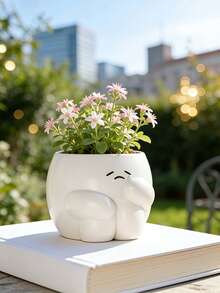 1pc Mood Flower Pot, Cute Resin Planter Suitable For Indoor Plants, Interesting Flower Pot With Drainage Hole, Great For Home Decor, Bedroom, Office, Student Use, Storage, Wedding Decoration, Jewelry Box, Party Decor, Best Gift Choice - Multiple Styles - View 8