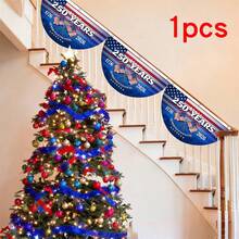 4th Of July Garden Flag, Semi-Circle Letters Print Bunting Patriotic Flag Party Favor Photo Props - màu xanh da trời - Xem 5