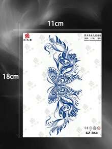 2pcs Waterproof Temporary Butterfly Tattoo Stickers, Blue Body Art Tattoo, Lasts 7-14 Days, Suitable For Chest, Waist, Wrist, Shoulder, Neck, Ankle Or Back, Perfect For Party, Gift, Vacation - Blue - View 3