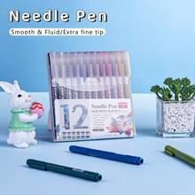 12/24 Pcs-Colored Needle And Tube Pen, Retro-Style Ink Pen, 0.5mm Nib, Delivering Smooth, Even Ink Flow. Ideal For Line Art, Doodling, Comic Design, Sketching And Outlining. Professional-Grade Art Supplies. - Other - View 5