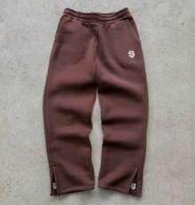 Retro Y2K Street  Hip Hop Casual Stretchy Waist Zipper Loose Solid Color Sports Casual Pants - B8273 Nâu - Xem 1
