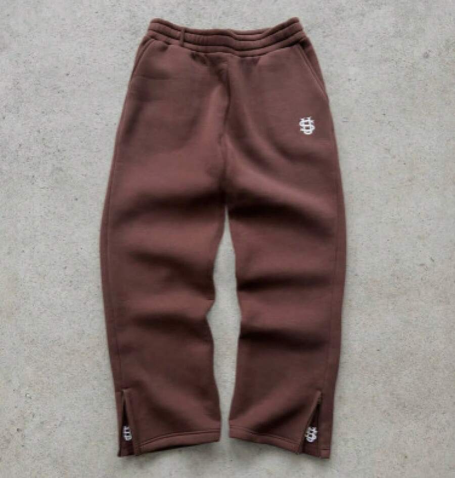 Retro Y2K Street Hip Hop Casual Stretchy Waist Zipper Loose Solid Color Sports Casual Pants - B8273 Nâu - Xem 1