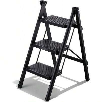 Escalera De 3 PeldañOs, Escalera Plegable Y Antideslizante, Escalera DoméStica, PortáTil De FáCil De Guardar, Escalera Para Casa Y Cocina, Biblioteca, Mantenimiento, AlmacéN