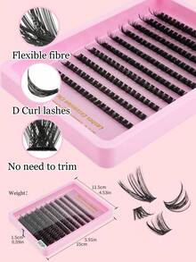 200pcs D-Curl Fluffy Faux Eyelashes, 8-16mm Mixed Length, 60pcs Cluster Lashes, Ideal Gift For Beginners, Novices, Beauty Lovers - D - View 6