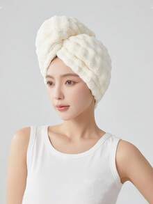 1件珊瑚绒加厚吹风帽，带松紧带，简约纯色毛巾，适合长发和短发，是居家淋浴、美发沙龙、酒店、运动和日常使用的必备品。 - 彩色 - 查看 4