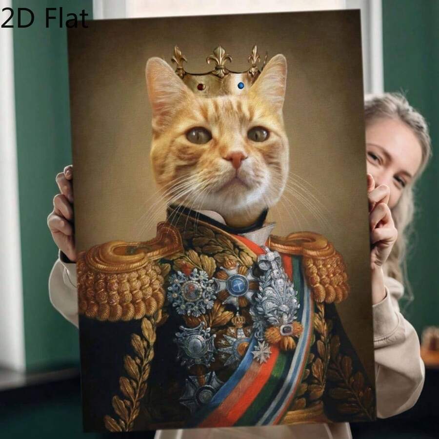 Pósters planos 2D, Pósters planos 2D, Pósters planos 2D personalizados sin marco, Obra de arte para mascotas a medida, Retratos de animales majestuosos, Impresiones y pósters, Arte para paredes, Regalos personalizados, Decoración del hogar, Regalos de San Valentín para bodas, Regalos para parejas, Mascotas de amigos - Sin marco - Ver 1