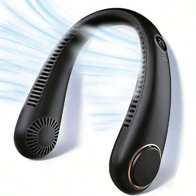 New Portable Neckband Fan, Bladeless Neck Fan With 5 Adjustable Speeds, Digital Display, USB Rechargeable, Suitable For Gifts, Outdoor, Sports, Travel, Office, Home