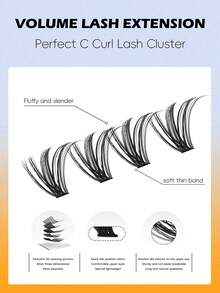 272pcs C-Curl Natural Thick Black False Eyelashes, Suitable For Beginners, Artificial Cartoon Classic Eyelash Strips, Long-Lasting And Durable For Daily Wear, Parties, Weddings, Christmas, Music Festivals, Etc. - C - 查看 3