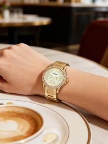 Fossil Đồng hồ nữ Foosil Quartz, vỏ thép không gỉ, dây đeo thép không gỉ, máy cơ thạch anh, chống nước, thích hợp cho các buổi gặp gỡ hàng ngày và các dịp khác /ES3203 - Vàng - Xem 3