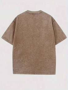 Florida Palm Tree Pattern T-Shirt - Women's Casual Vacation Short Sleeve T-Shirt, Palm Tree And Surfboard Graphic, Round Neck Short Sleeve Top, Suitable For Summer Clothing, Beach Wear |   Vacation Vibe Shirt |   Comfortable Wear, Beach Shirt-White And Navy Off-The-Shoulder Cropped Top (Unisex) - Women's Washable T-Shirt - Summer Outfits For Women - Summer Tops For Women - White Top - Vacation Outfits Women - 棕色 - 查看 3