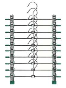 1/5/10 piezas Pinzas para pantalones galvanizadas multifunción para almacenamiento en el hogar, percha de acero inoxidable antideslizante sin marcas - Verde - Ver 18