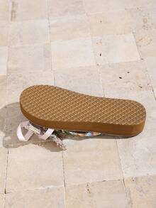 Sandalias de dedo con flecos para mujer, adecuadas para primavera, verano y otoño - Marrón - Ver 6