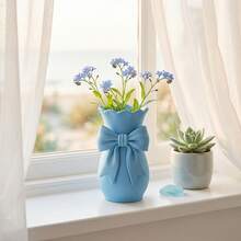 4-Inch Small Bow Vase, Makeup Brush Holder And Pen Cup, Cute Decorative Desktop Organizer Suitable For Vanity, Office Desk And Windowsill - A - View 1