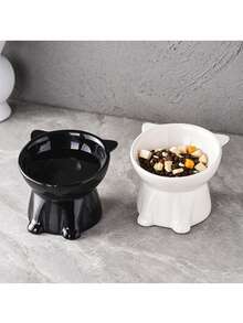 2个塑料猫碗，加高斜颈设计，防溢漏，适用于猫粮和水 - 常規款 - 查看 2