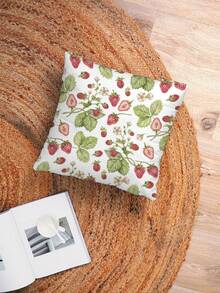 1 pieza Funda de cojín con estampado de fresa en estilo vintage campestre, funda de almohada cuadrada de felpa con estampado creativo, adecuada para sala de estar, dormitorio, decoración del hogar, cojín de sofá, cojín de coche, para todas las estaciones - Multicolor - Ver 6