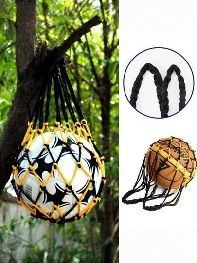 1 Stück Sportmaschennetz-Tasche, tragbare Ballsportstasche mit Griff für Basketball, Fußball, hält 1-3 Bälle, auch für tägliches Einkaufen