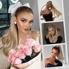 Tóc đuôi ngựa thẳng, tóc thật, kiểu quấn quanh, tóc nối Remy dày tự nhiên dành cho phụ nữ. - S8/613 - Xem 8