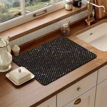 1 tấm thảm đa năng thấm hút, mạ vàng, họa tiết hoa sen trắng, chất liệu polyester chống thấm nước, thích hợp cho nhà bếp, trang trí bàn ăn, lau khô chén đĩa, máy giặt, máy pha cà phê, bàn trang điểm phòng tắm, phụ kiện nhà bếp, đồ dùng tiệc tùng. - Đêm Tối, Hoa Sen Trắng Vàng - Xem 7