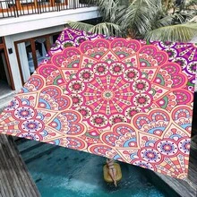 1 Piece Outdoor Thick Mandala Bohemian Pattern Sunshade Umbrella - Multi-Color Gradient High-Quality Garden Terrace Beach Umbrella, With Drawstring Closure, Includes Ropes For Outdoor Shading, Suitable For Terrace (Cord Not Included) - 1pc - View 2
