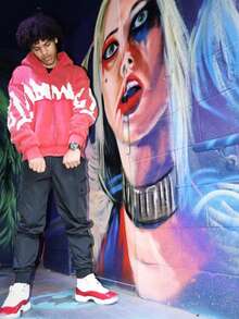 Oversized Hoodie Men Streetwear Hoodies Y2K Graphic Vintage Sweatshirt Grunge Rapper Designer Hooded Sweatshirts Tops - 紅色 - 查看 4