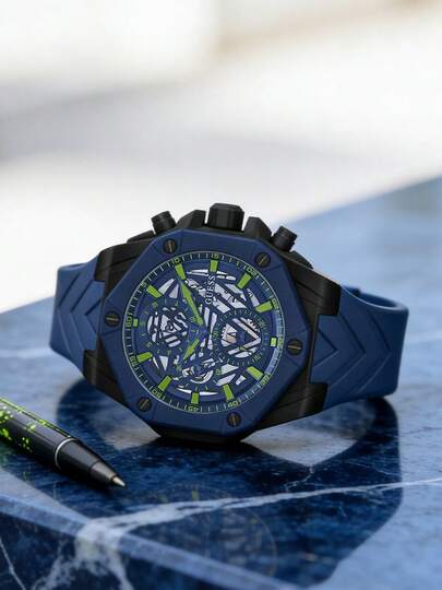 Guess Reloj de cuarzo multifuncional para hombres GW0579G3, esfera negra, caja dorada, correa de silicona, reloj deportivo casual adecuado para uso diario y al aire libre