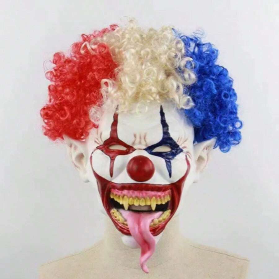 Mặt nạ chú hề Joker vui nhộn cho Halloween, mặt nạ trùm đầu bằng cao su latex hình chú hề Jack. - Nhiều màu - Xem 1