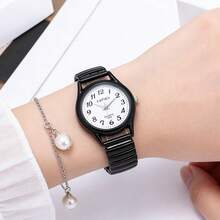 XAPWV Minimalist Versatile Round Quartz Couple Watch, Elastic Strap, Arabic Numeral Dial, Suitable For Daily Commute And Gift Giving - Multicolor - View 7