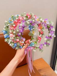 1件/2件/3件装仙女粉色花朵头饰，森林风格花卉头饰，女孩和女士拍照道具发饰，锐舞派对配饰，皇冠，头饰，服装皇冠，发饰花环，头花环，发藤，发圈，准新娘，粉色发夹，婚礼，女士夏威夷服装，情人节配饰，春季 - 彩色 - 查看 11