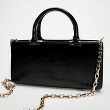 La nueva bolsa de primavera para mujeres es de alta calidad, de color rojo oscuro, con diseño de hombro/bandolera con cadena y diseño cuadrado pequeño. - Rojo - Ver 5