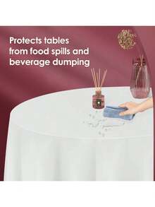 1/4/10/15 Packs Disposable Plastic Table Cloth, 84" Round Tablecloth, Leakproof & Sturdy Decorative Table Covers For Picnic, Party And Outdoor, White,Round White Plastic Disposable Tablecloth , Party & Event Decorative Cover - View 3