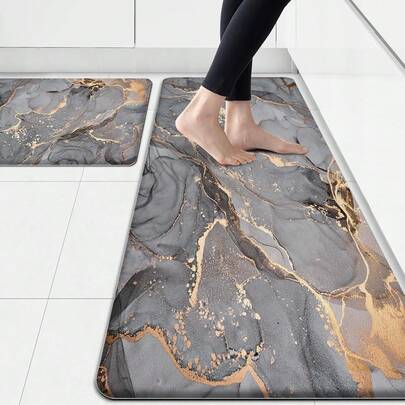 Kitchen Anti Fatigue Cushioned Kitchen Rugs Non Slip Waterproof Kitchen Floor Mats Gold Kitchen Accessories And Decor Comfort Foam Kitchen Mats Floor Laundry Room SX4N