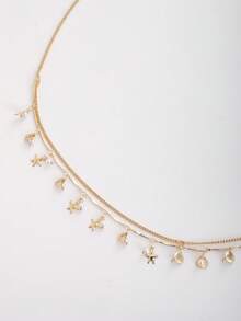 1件时尚性感的海星贝壳吊坠金色腰链，适合女性在海滩、约会、夏季派对等场合佩戴 - 金色 - 查看 5