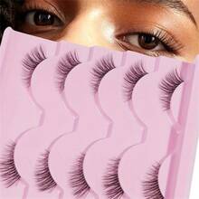 LIMEIKAI 5 Pairs Transparent Base False Eyelashes, Natural Look, Suitable For Party And Club - Pink - View 6